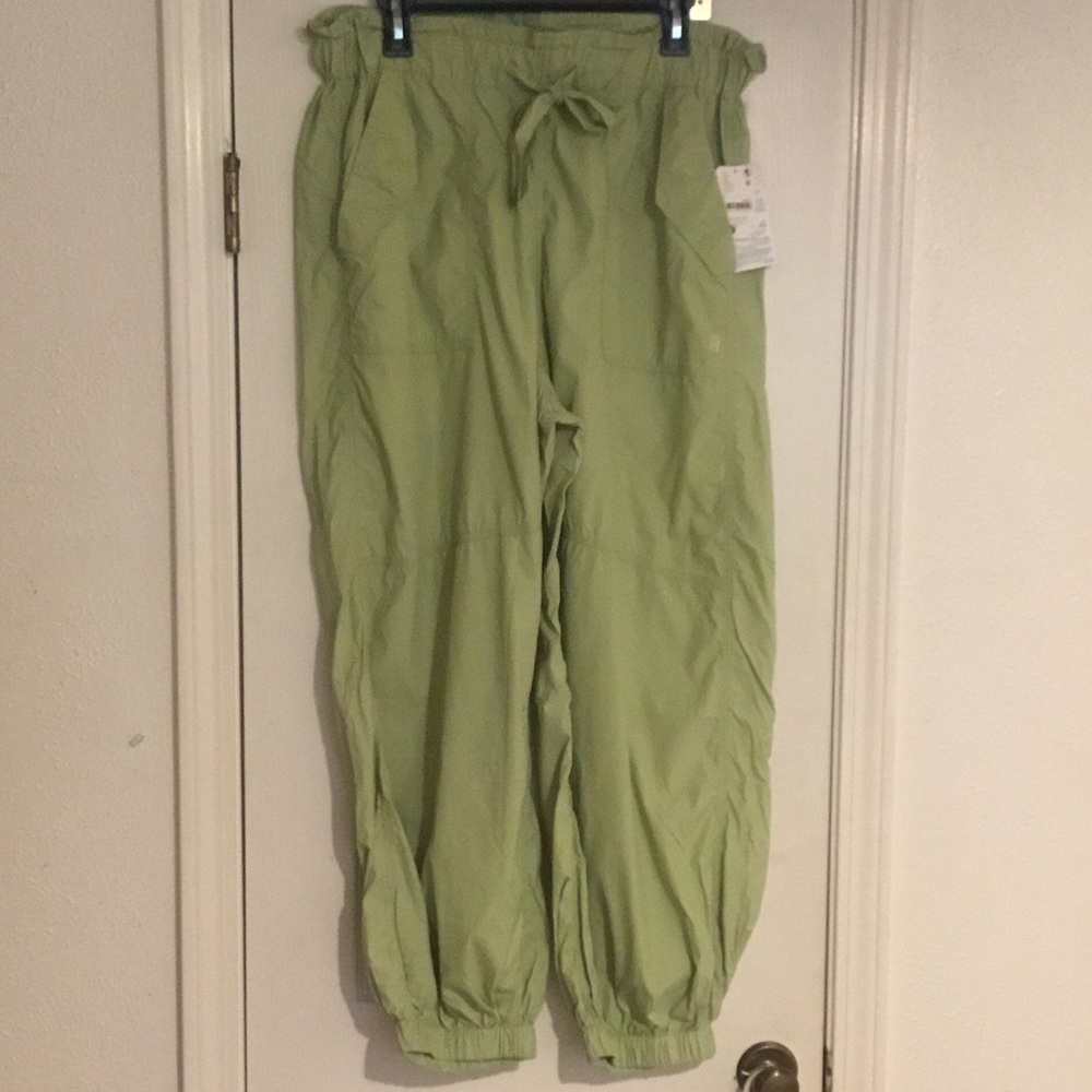 NWT Free People Insect Shield Light Green Drawstring High Waist Pants